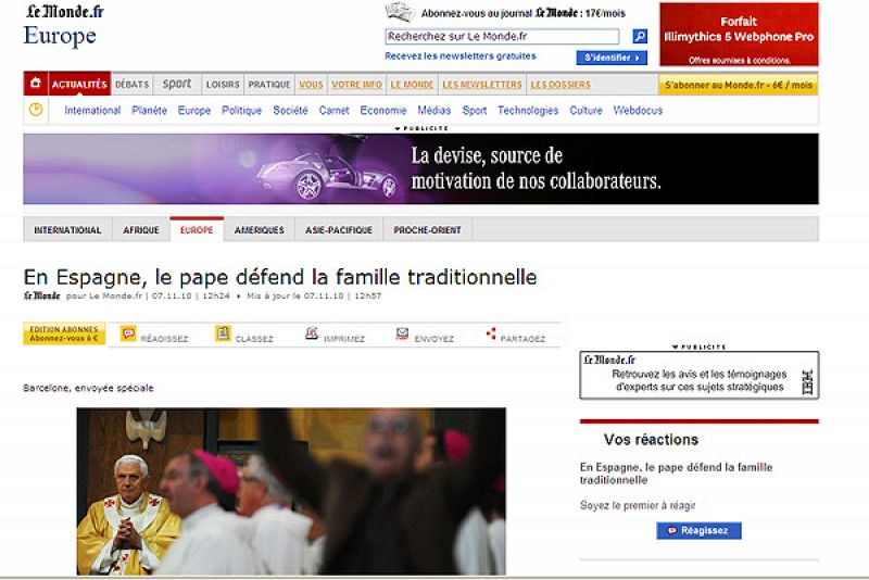 La visita del Papa en el diario Le Monde