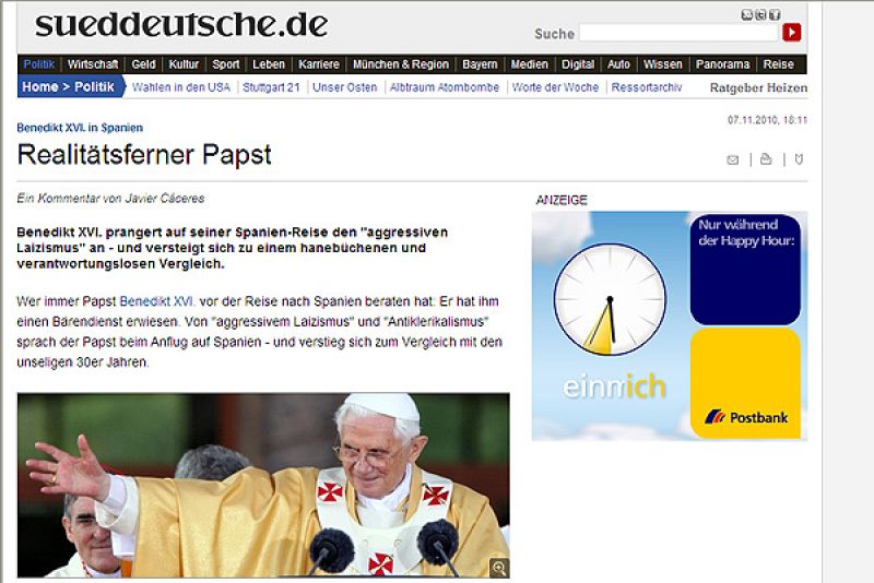 La visita del Papa en el diario alemán Sueddeutschede