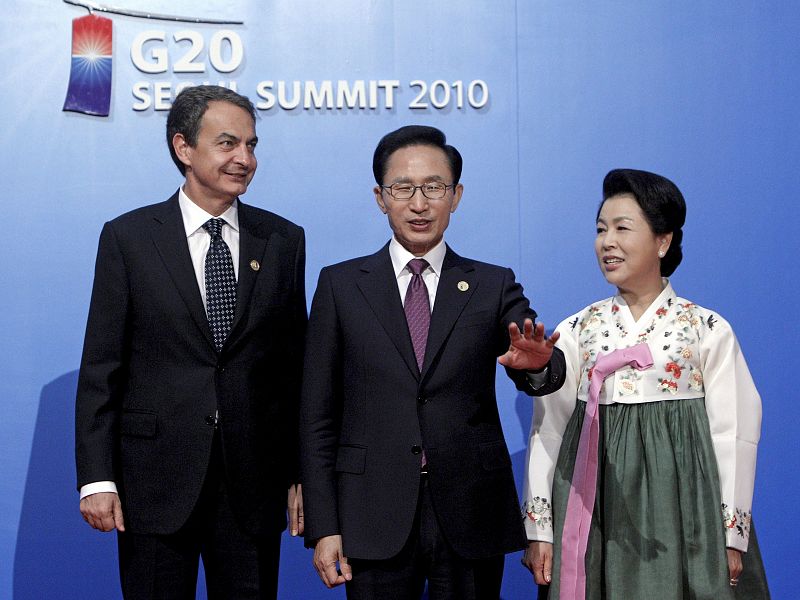 Zapatero, el presidente de Corea del Sur y su esposa