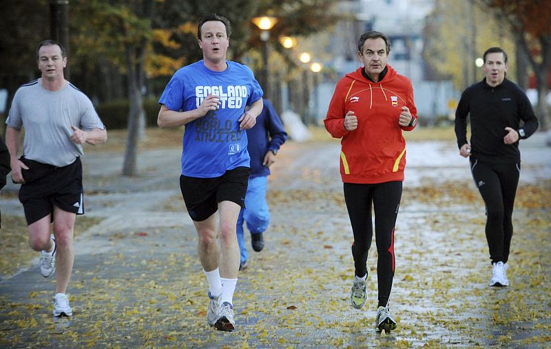 El primer ministro británico y el presidente Zapatero han salido a correr antes de la Cumbre del G20