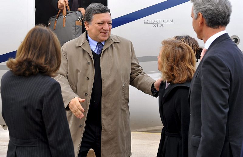 El presidente de la Comisión Europea, Jose Manuel Durao Barroso llega al aeropuerto de Lisboa, Portugal