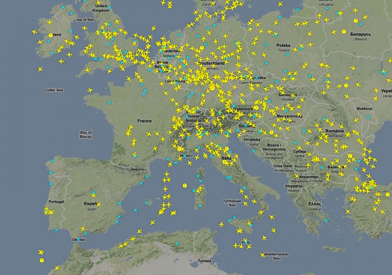 Imagen del espacio aéreo a las 16:30 h, poco tiempo después de su reapertura