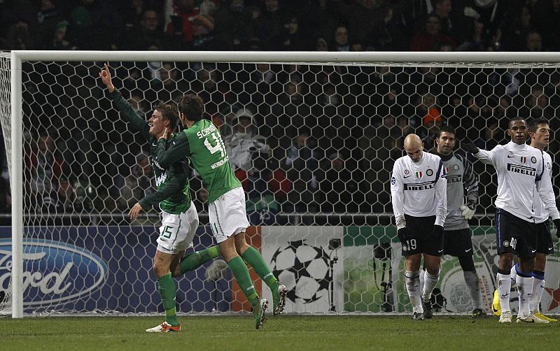 Sebastian Proedl celebra el gol del Werder Bremen al Inter.