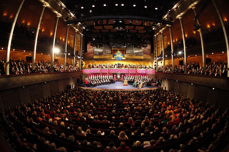 A general view of the of the 2010 Nobel Prize ceremony at the Concert Hall in Stockholm