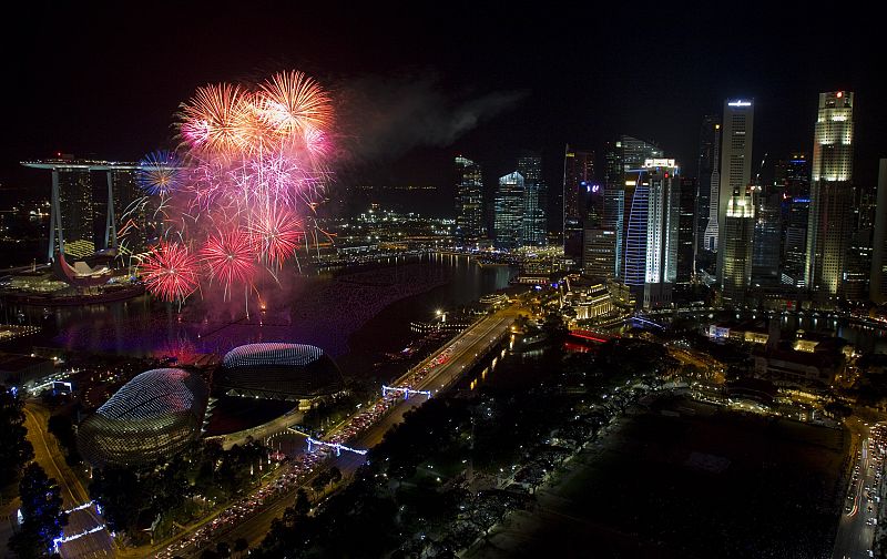Fuegos artificiales en Singapur, que también ha entrado ya en 2011