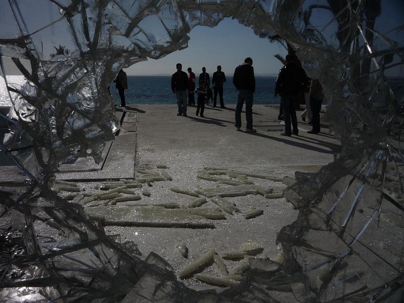 Así quedaron las ventanas del palacio de la familia Travelsi en Hammamet