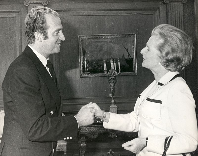 En 1980, con la entonces primera ministra británica Margaret Thatcher.