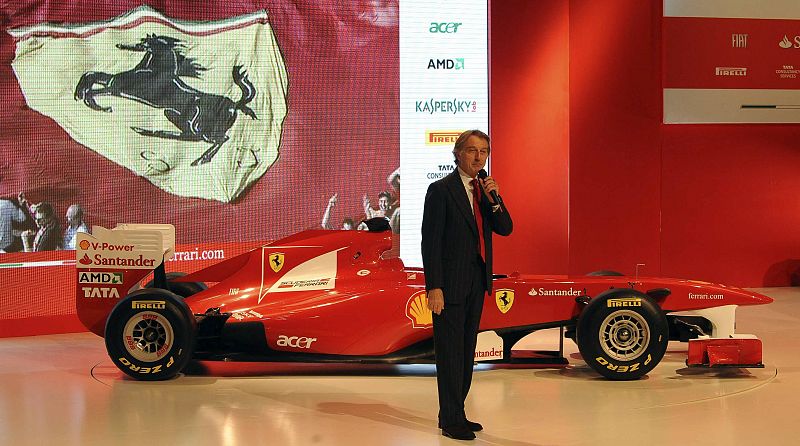 Ferrari Chairman Luca Cordero di Montezemolo speaks during the official presentation of the new Ferrari F150 Formula One car in Maranello