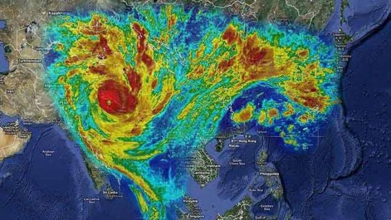 Proyección del ciclón Yasi, que afecta Australia, sobre Asia: afectaría a casi todo el continente