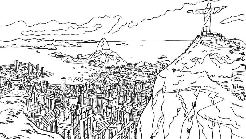 Vista de Río de Janeiro con el Cristo Redentor en primer plano