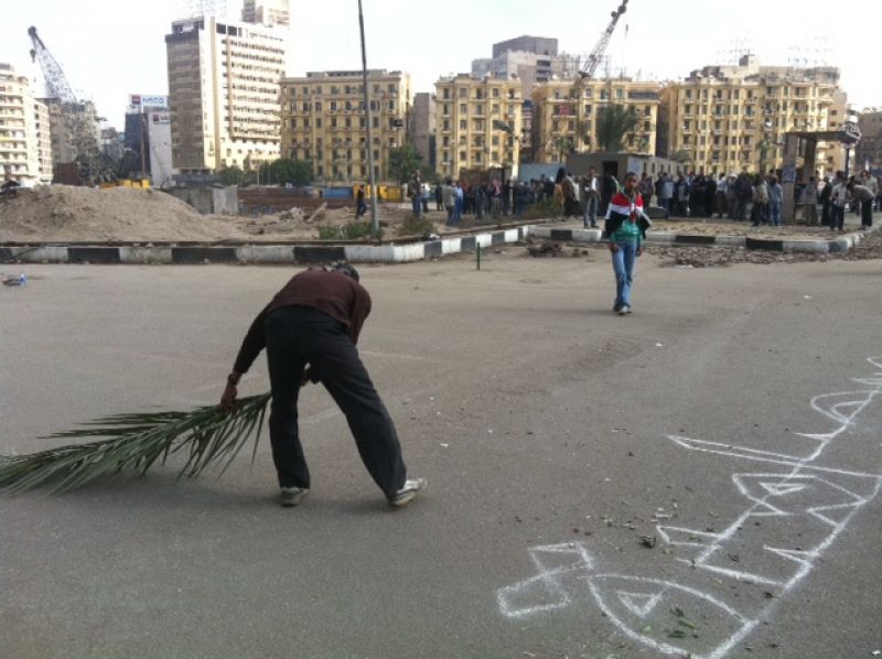 Uno de los accesos a la plaza de la Liberación, en obras.