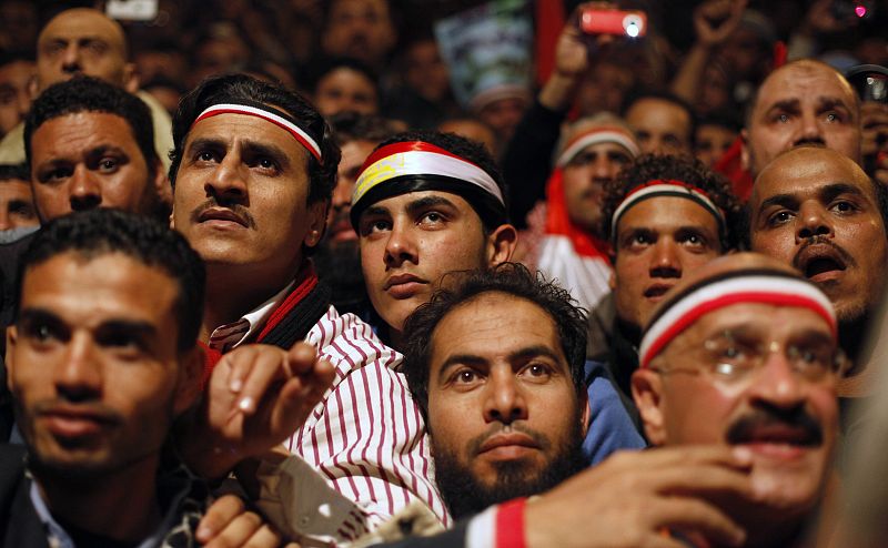 Esperando la marcha de Mubarak