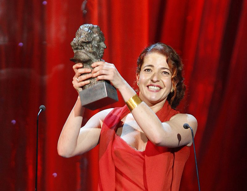 Spanish actress Navas holds her award for Best Actress during the Spanish Film Academy's Goya awards ceremony in Madrid