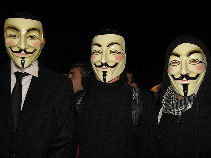 A pesar de las diferencias la careta de la 'V de Vendetta' era el común de los manifestantes