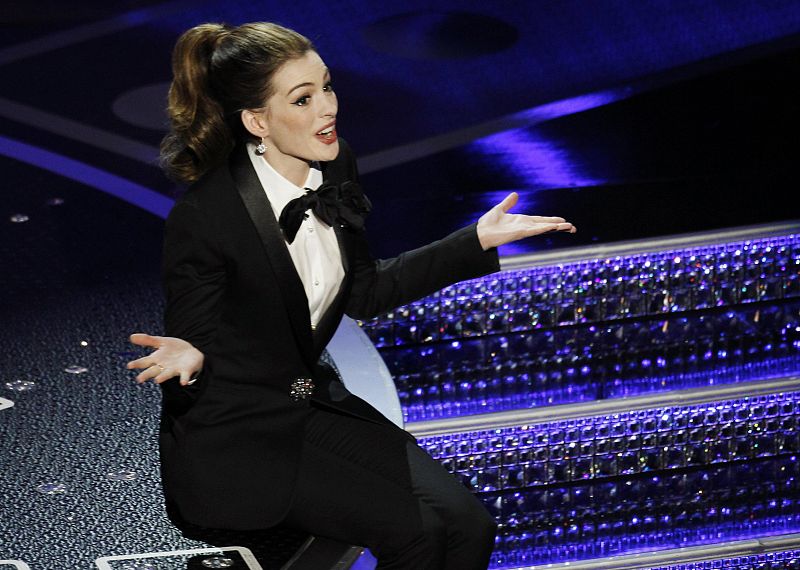 Co-host Hathaway sings during the 83rd Academy Awards in Hollywood
