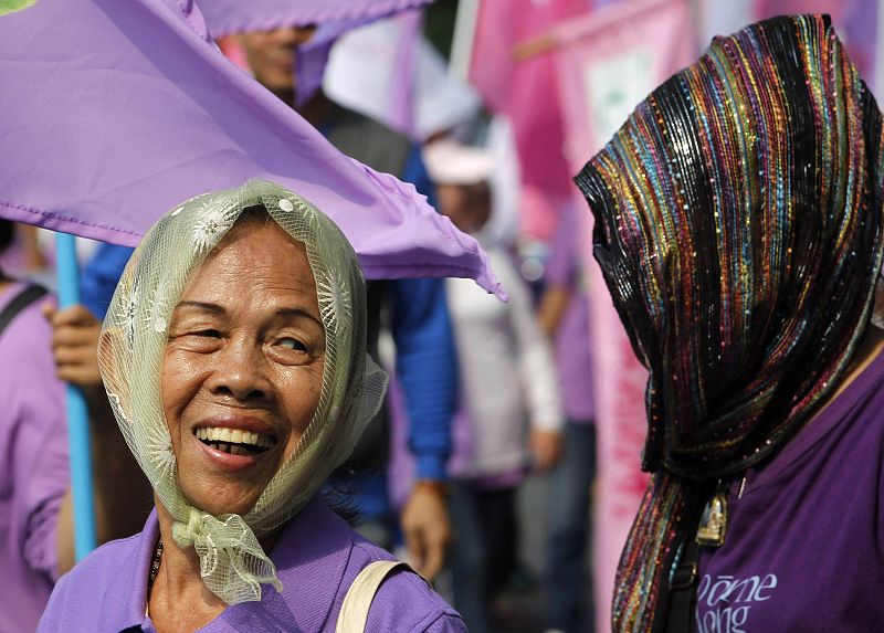 Manifestación por el Día Internacional de la Mujer en Bangkok, Tailandia.