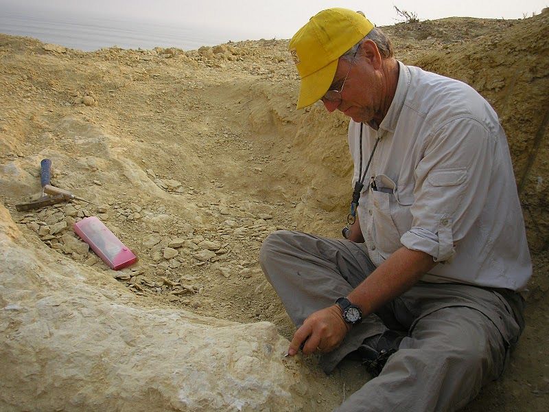 El Dr. Louis Jacobs durante una de las excavaciones en el desierto africano