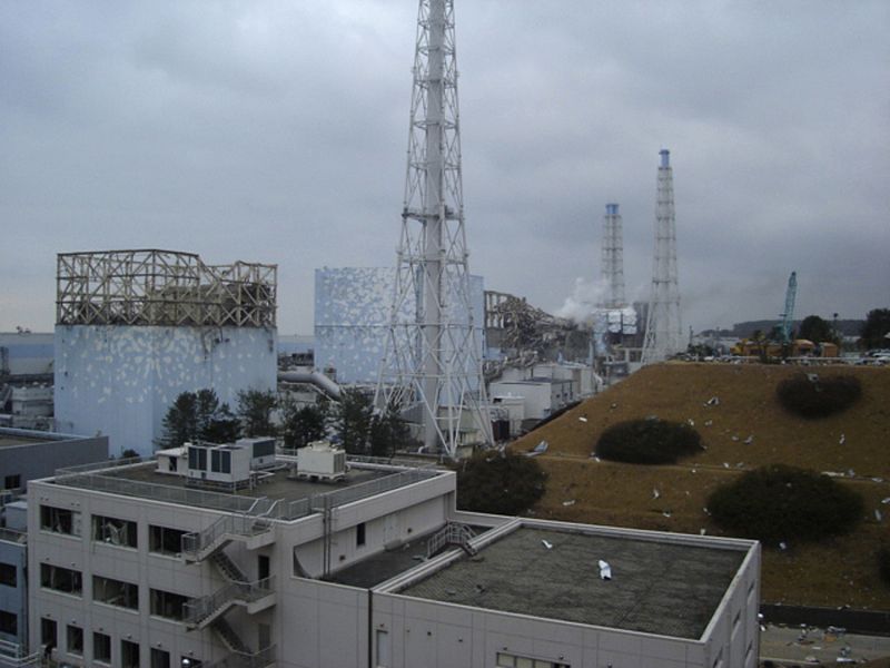 Fotografía de los reactores 1, 2, 3 y 4 de la central nuclear de Fukushima