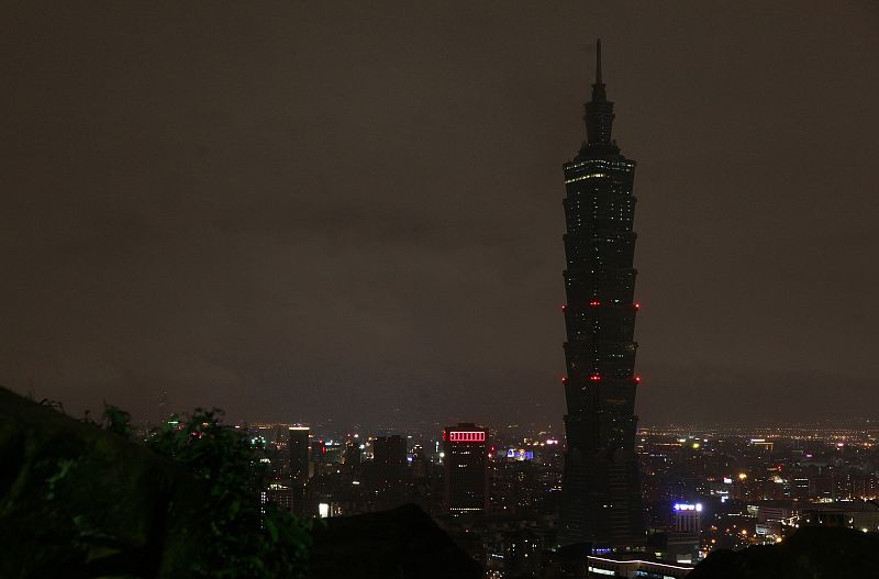 The Taipei 101 building is seen during Earth Hour in Taipei