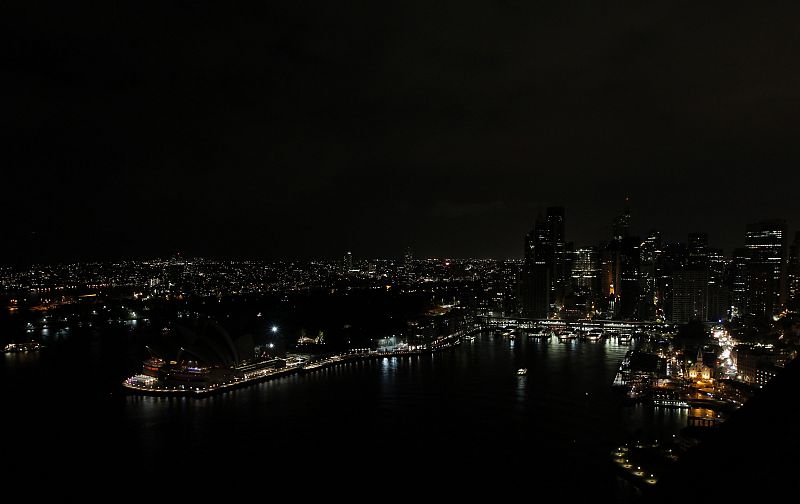 A view of the Sydney city skyline during Earth Hour