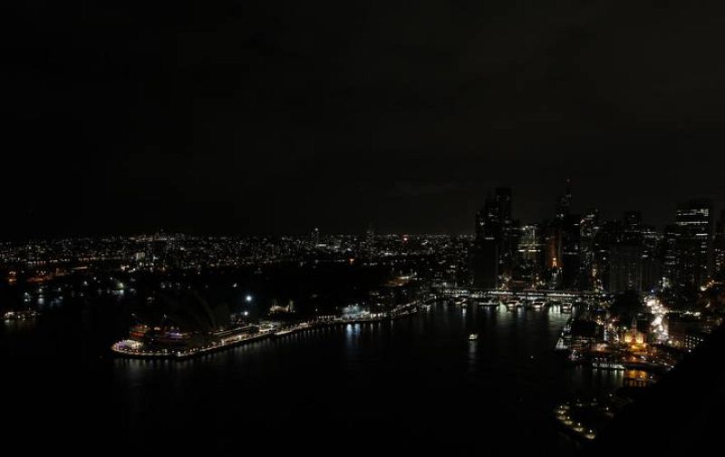 A view of the Sydney city skyline during Earth Hour