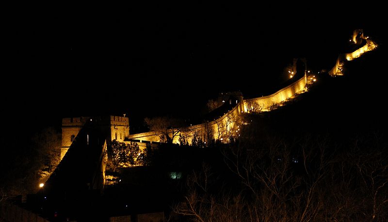 A general view shows the Badaling section of the Great Wall during Earth Hour on the outskirts of Beijing