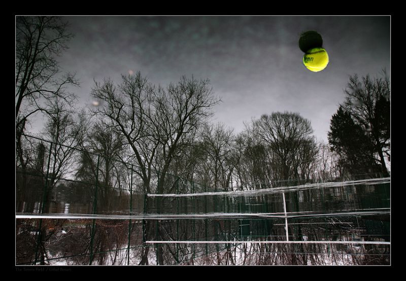 Foto en un lluvioso día de tenis