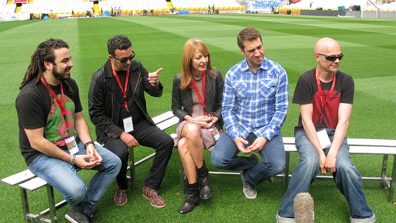 Celtas Cortos, Huecco, Seguridad Social y Dover ensayan para la actuación en Mestalla