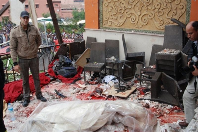 La terraza de la cafetería, completamente destruida