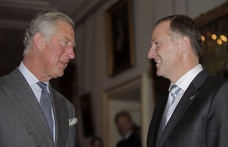 El príncipe Carlos en Clarence House junto al primer ministro de Nueva Zelanda, Jonh Key