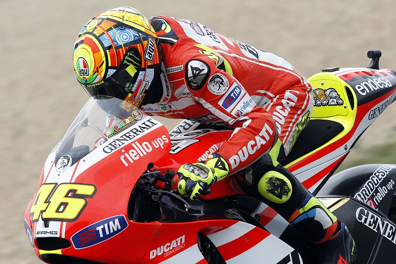 La Ducati de Rossi no va muy bien en seco.