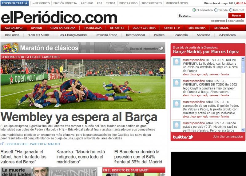 'El Periódico de Catalunya' abre a todo lo ancho con la crónica del partido y también apela al mejor fútbol del Barça