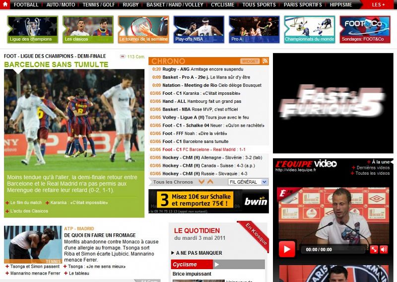 El diario francés 'L'Equipe' destaca que la vuelta fue "menos tensa que el partido anterior" y el Madrid no pudo remontar su desventaja