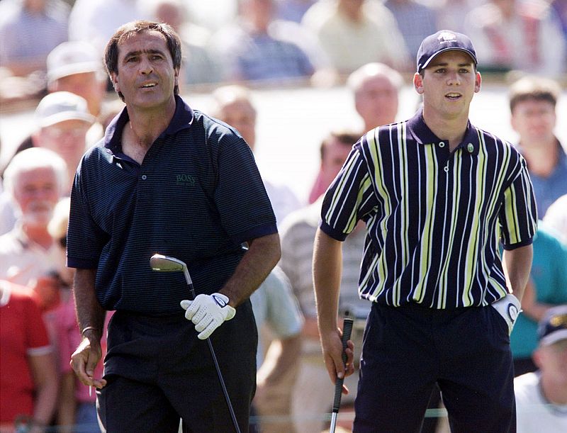 File photo of Seve Ballesteros and Sergio Garcia at the Masters