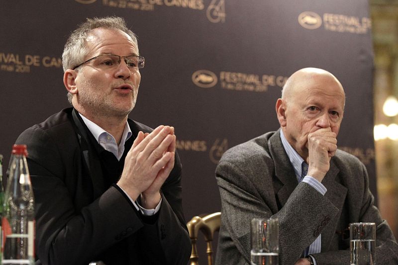 Jacob, president of the 64th Cannes Film Festival, and Fremaux, general delegate of the festival, attend a news conference in Paris