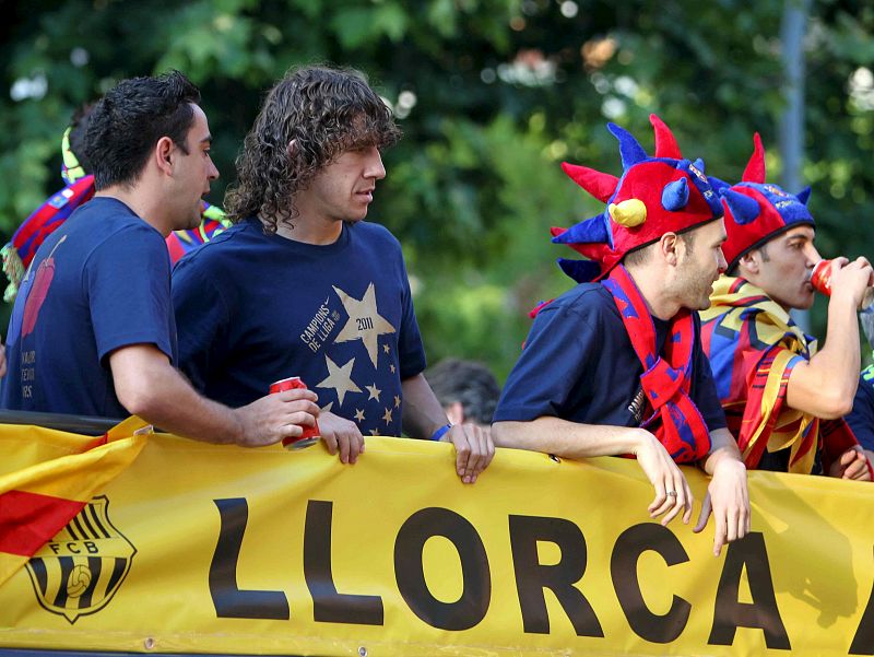 Xavi, Puyol, Iniesta y Pedro