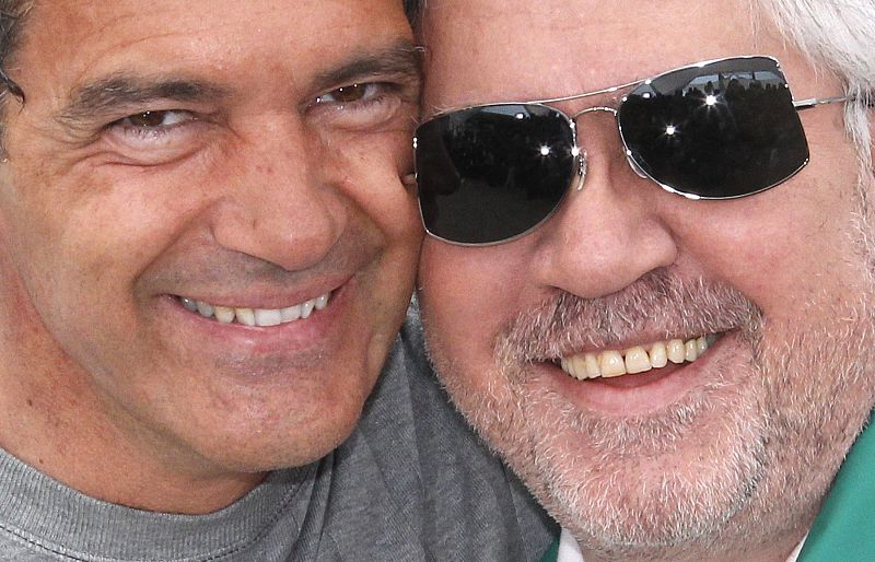 Director Almodovar and actor Banderas pose during a photocall for the film "La Piel Que Habito", in competition at the 64th Cannes Film Festival