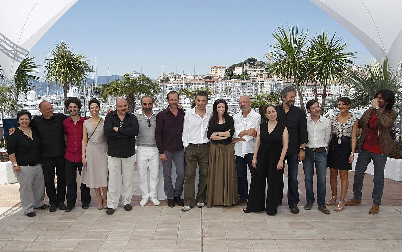 Director Nuri Bilge Ceylan poses with cast members during a photocall for the film Bir Zamanlar Anadolu'da at the 64th Cannes Film Festival