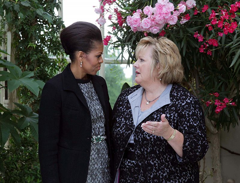 Michelle Obama con la mujer del primer ministro irlandés, Fionnuala Kenny