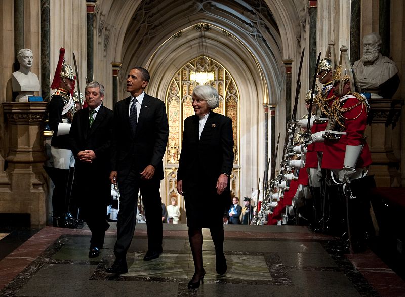 Obama llega a Westminster Hall para hablar ante el Parlamento británico