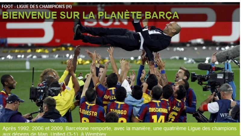 El diario francés L'Equipe da la bienvenida al Planeta Barça.