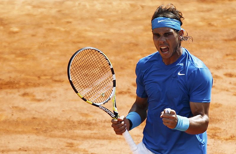 Rafa Nadal tras ganar el primer set remontando un 2-5 en contra ante Federer. El tenista español consiguió terminar la primera manga con un 7-5.