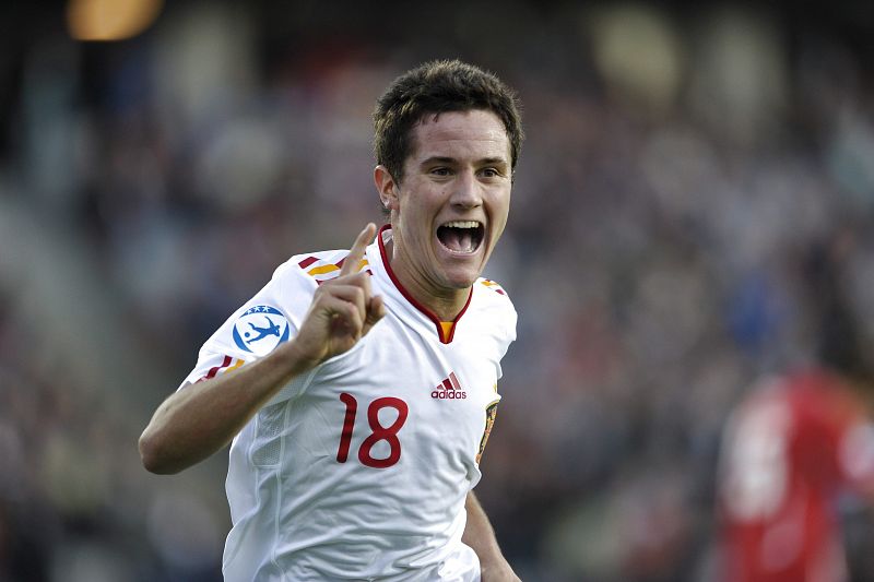 Ander celebra su gol contra Suiza, el primero de España