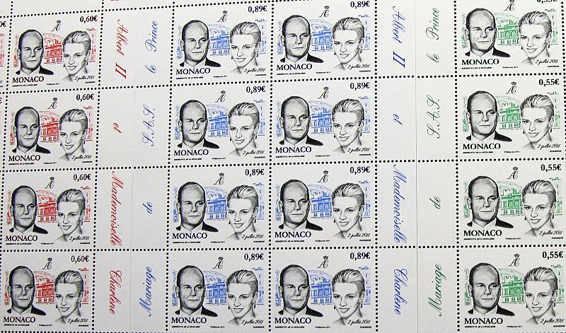 Sellos conmemorativos del enlace entre Alberto de Mónaco y Charlene Wittstock.