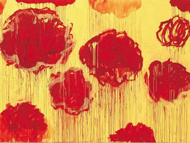 La pintura mural 'Dispersión de flores y otras cosas', estuvo expuesta en el Museo Guggemheim de Bilbao en la mayor retrospectiva de España dedicada a Twombly.