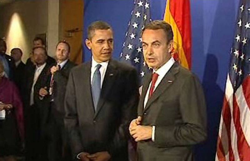 Zapatero y Obama mantienen su primera entrevista bilateral (abril de 2009)