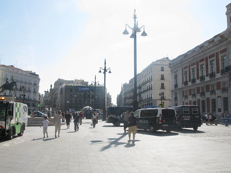 La Puerta del Sol presenta mucho memos movimiento del habitual