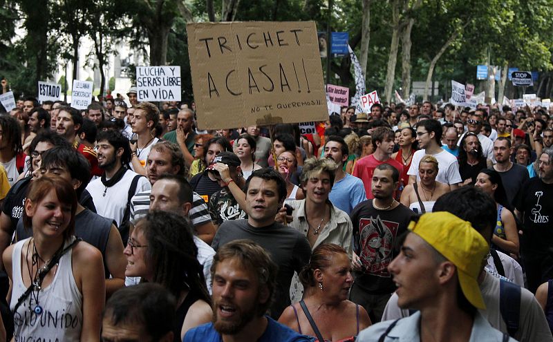 Cartel contra Trichet en la marcha del 15M