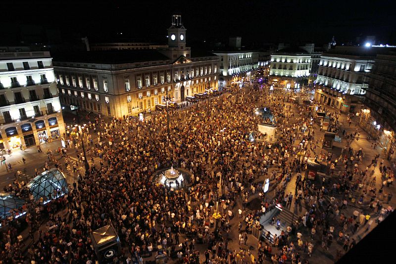 Imagen de la Puerta del Sol, en la manifestación del 15M contra la carga policial