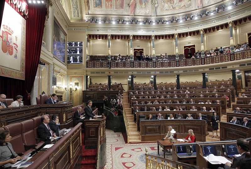 Vista general del hemiciclo del Congreso durante la intervención de Zapatero